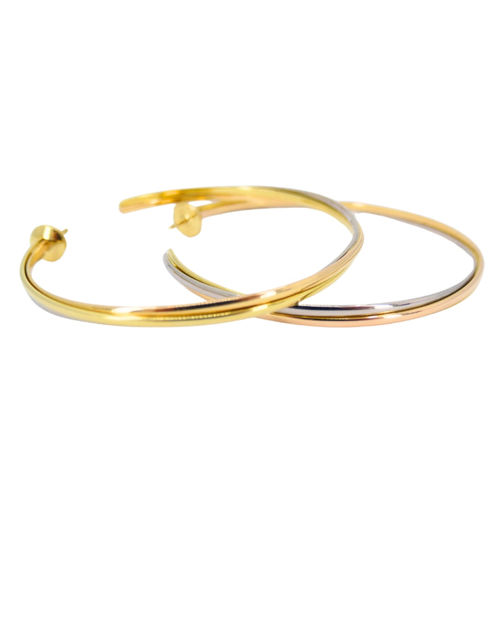 Cartier Trinity Hoop Earrings 18k Tri-Color Gold