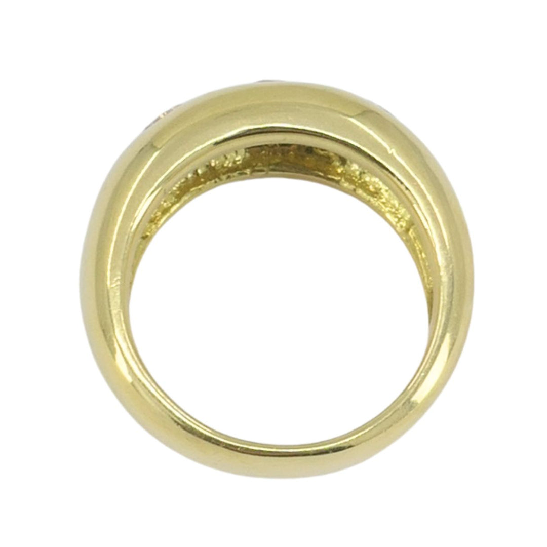 Vintage 18k Yellow Gold Three Stone Diamond Gypsy Ring