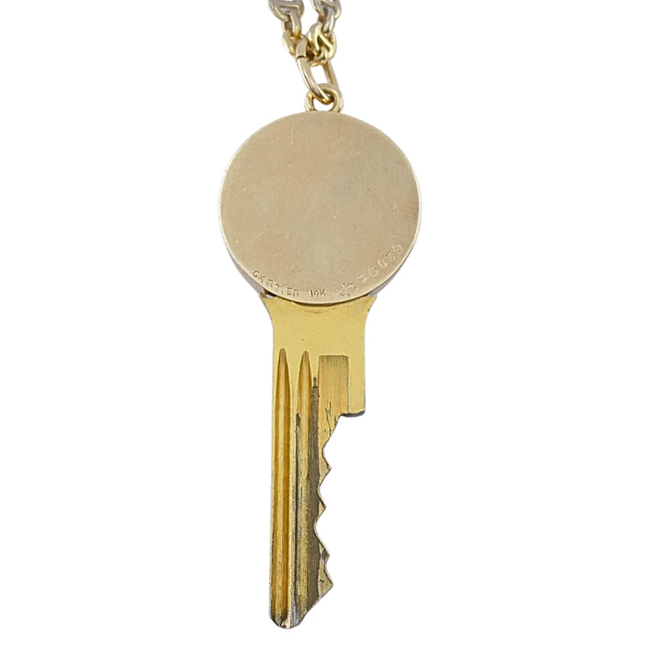 Vintage Cartier 14k Gold Rolls-Royce Key Pendant Necklace