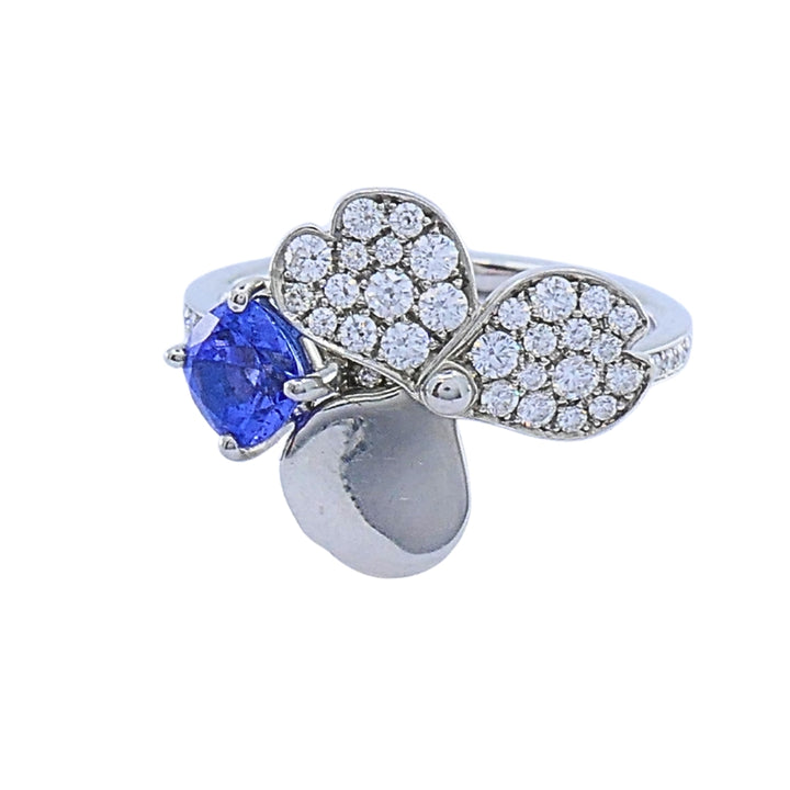 Tiffany & Co. Platinum Paper Flower Ring Tanzanite Diamonds