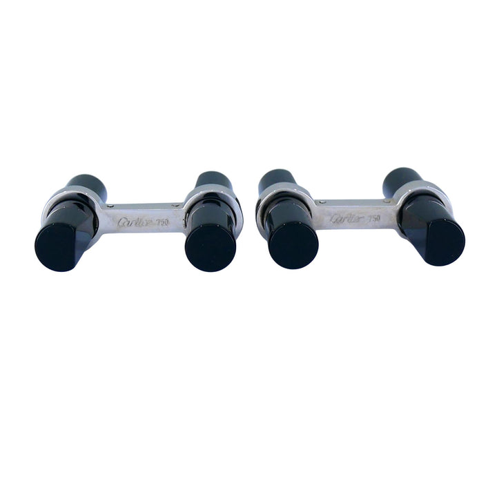 Vintage Cartier 18k White Gold Onyx Cufflinks
