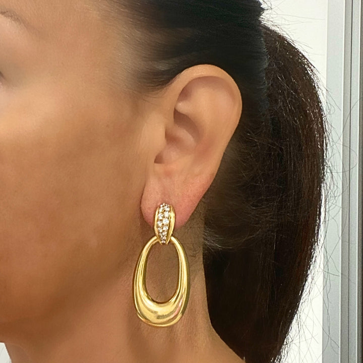 Cartier 18K Gold Chrysoprase Diamond Interchangeable Doorknocker Earrings