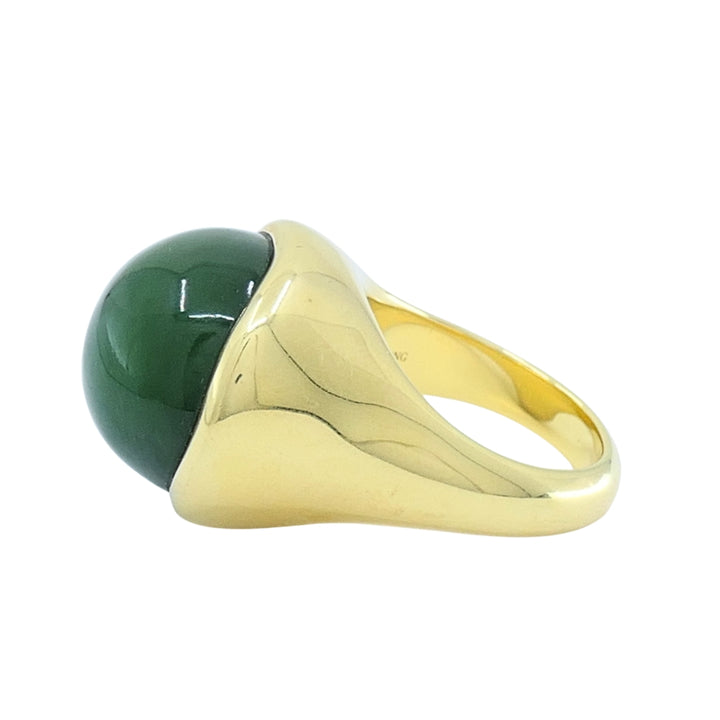 Tiffany & Co. Elsa Peretti 18k Gold Jade Cabochon Dome Ring