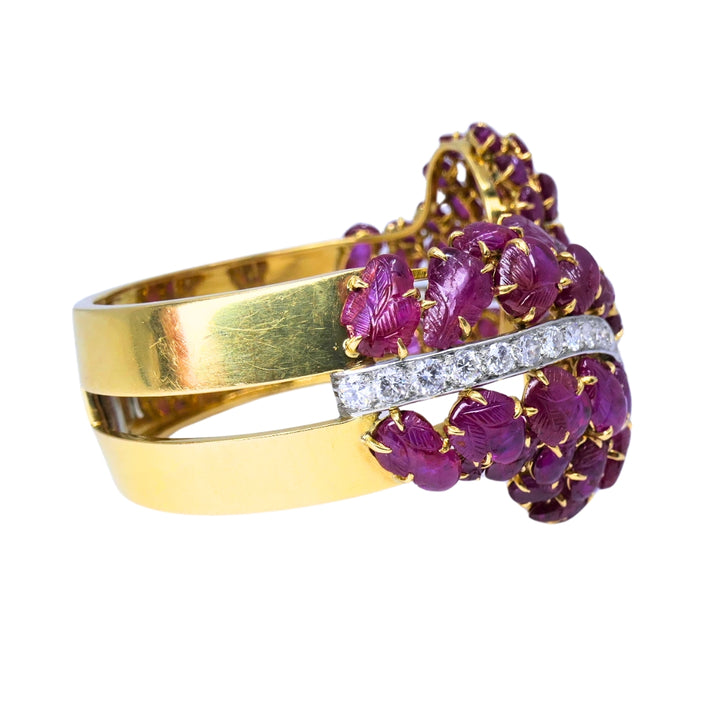 Boucheron Ruby Bracelet Diamond Gold Platinum Burmese Ruby GIA, French