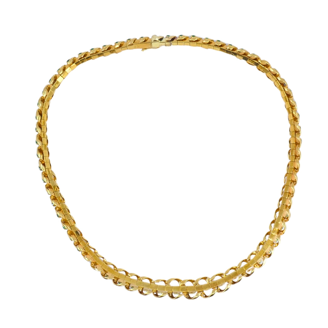 Vintage Asprey & Co. Emerald Necklace 18k Gold Diamond