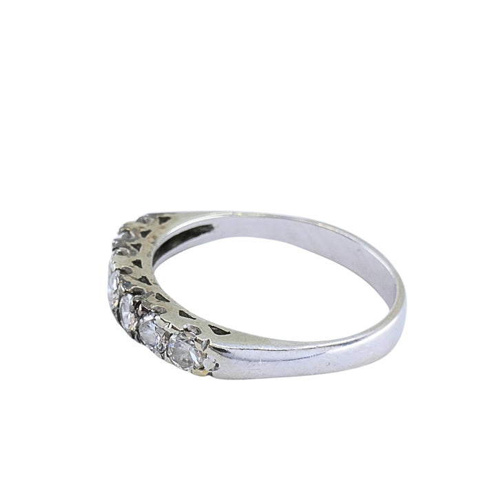 Vintage 12k Gold Diamond Ring Seven-Stone Band