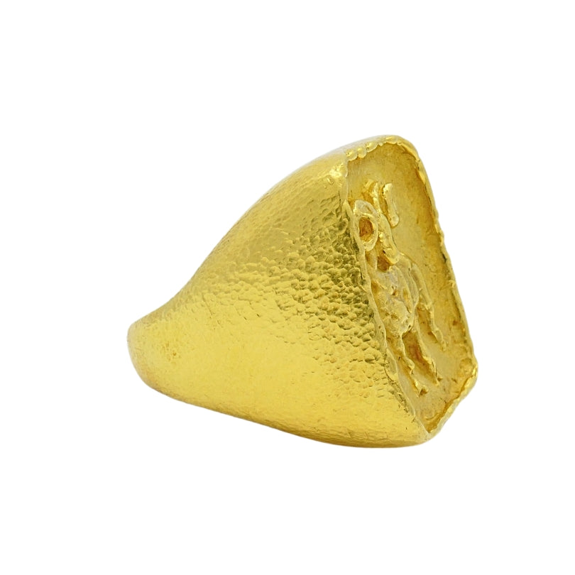Boris Lebeau 22k Gold Signet Ring Aries Zodiac Sign