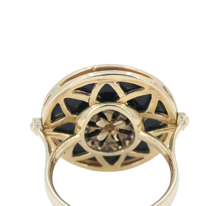 Onyx Ring 14k Gold Diamond Disk Shape