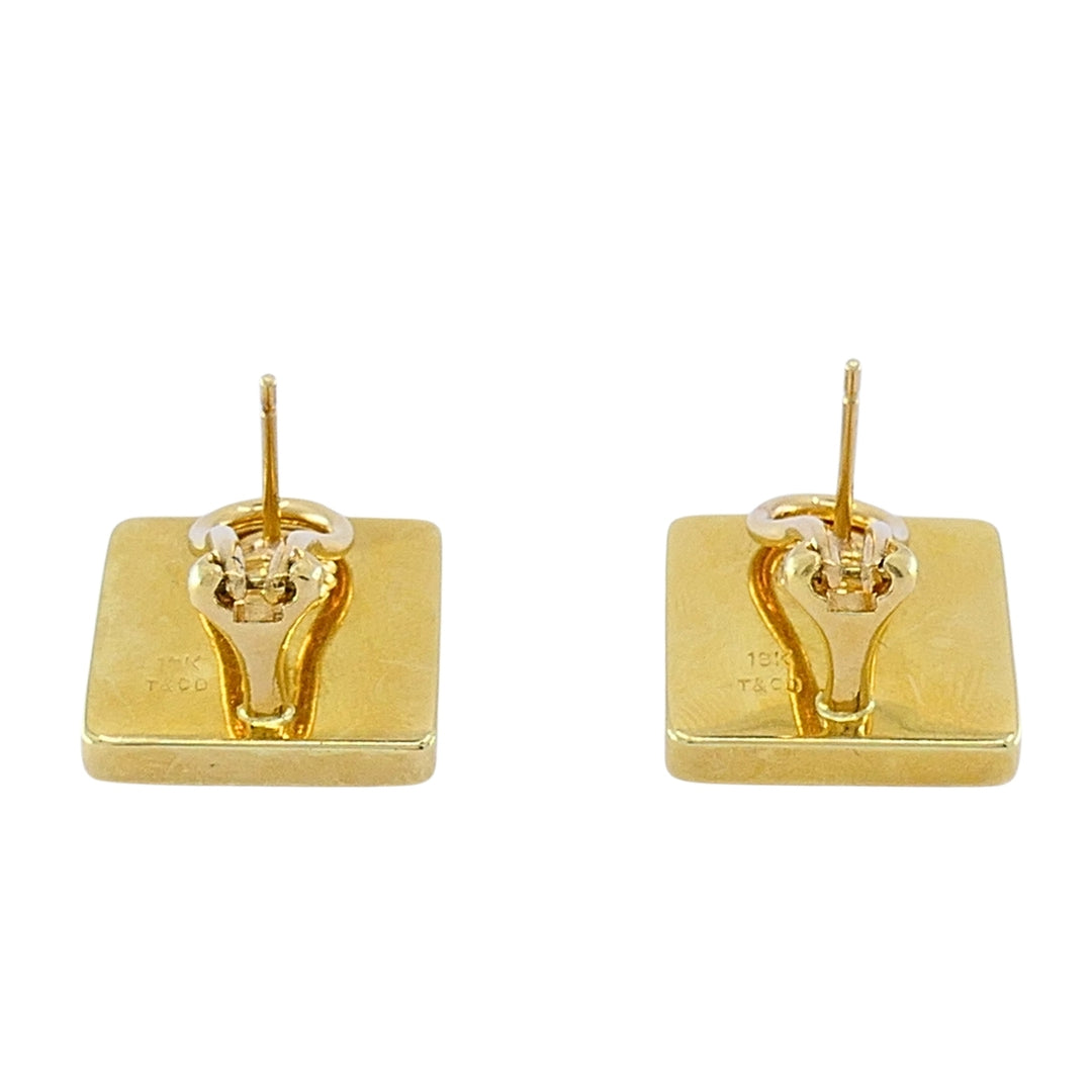Tiffany & Co. Vintage 18k Gold Dice Earrings Onyx & Mother-of-Pearl Inlay