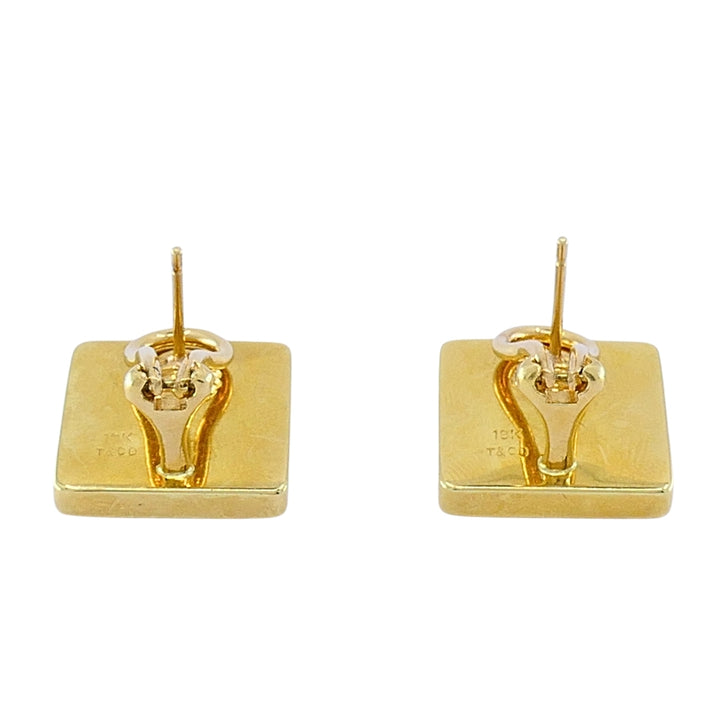 Tiffany & Co. Vintage 18k Gold Dice Earrings Onyx & Mother-of-Pearl Inlay
