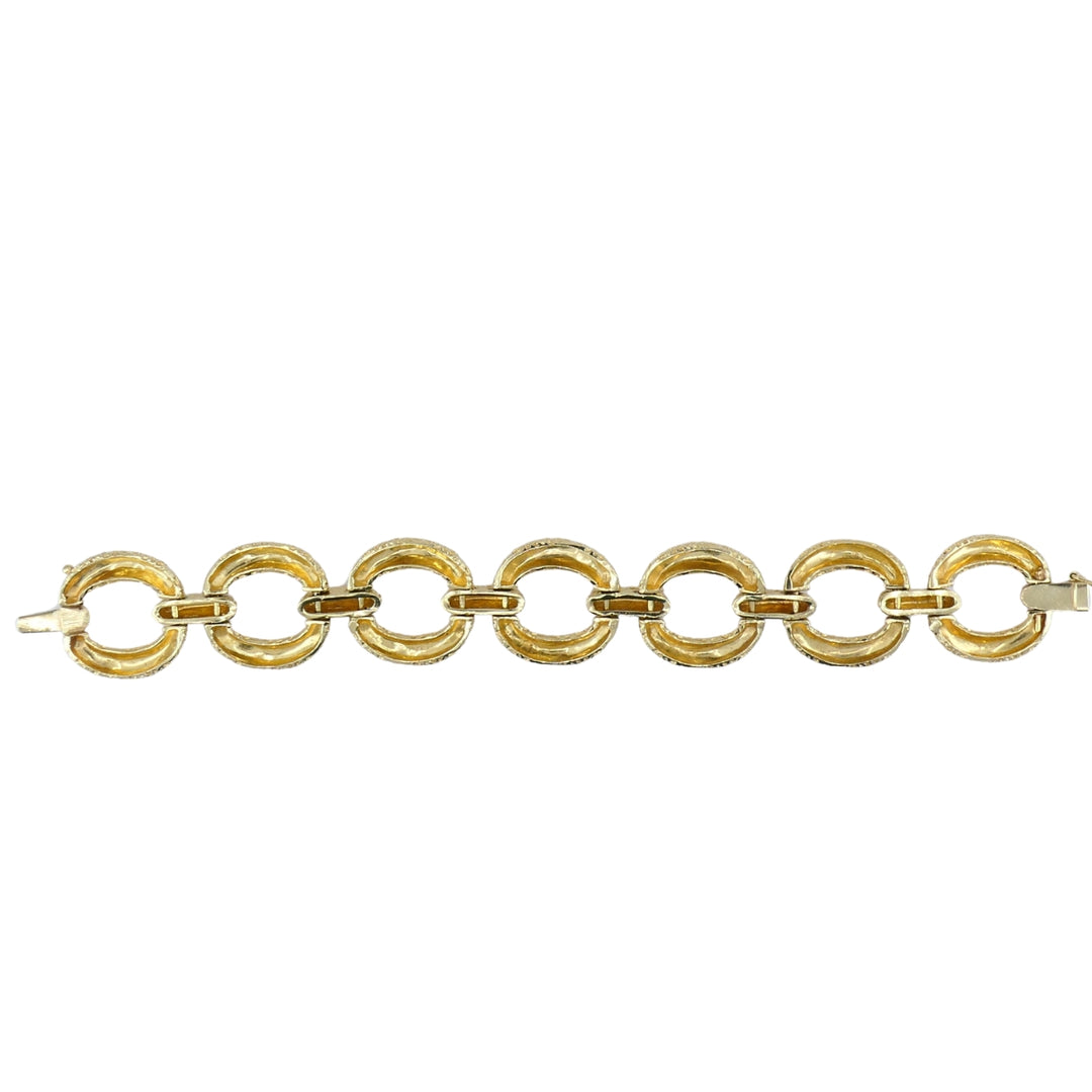 Vintage 14k Textured Gold Link Bracelet Estate Jewelry