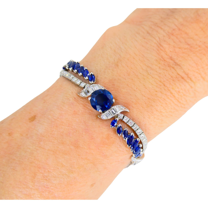 Oscar Heyman Platinum Sapphire Diamond Bracelet Certificate of Authenticity