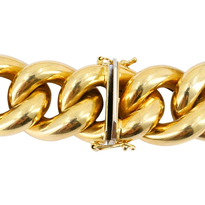 Vintage Italian 14k Yellow Gold Chunky Hollow Curb Link Necklace