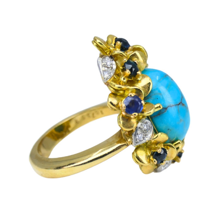 Kern Jewelry Set Gold Turquoise Cabochon Sapphire Diamond
