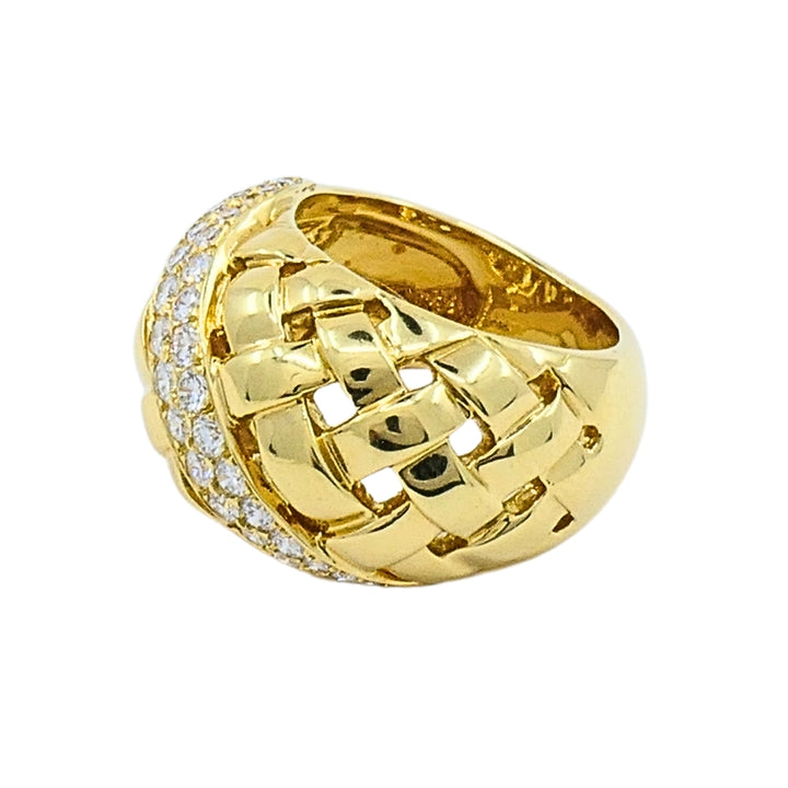 Tiffany and Co. 18K Gold  Diamond Dome Vannerie Ring