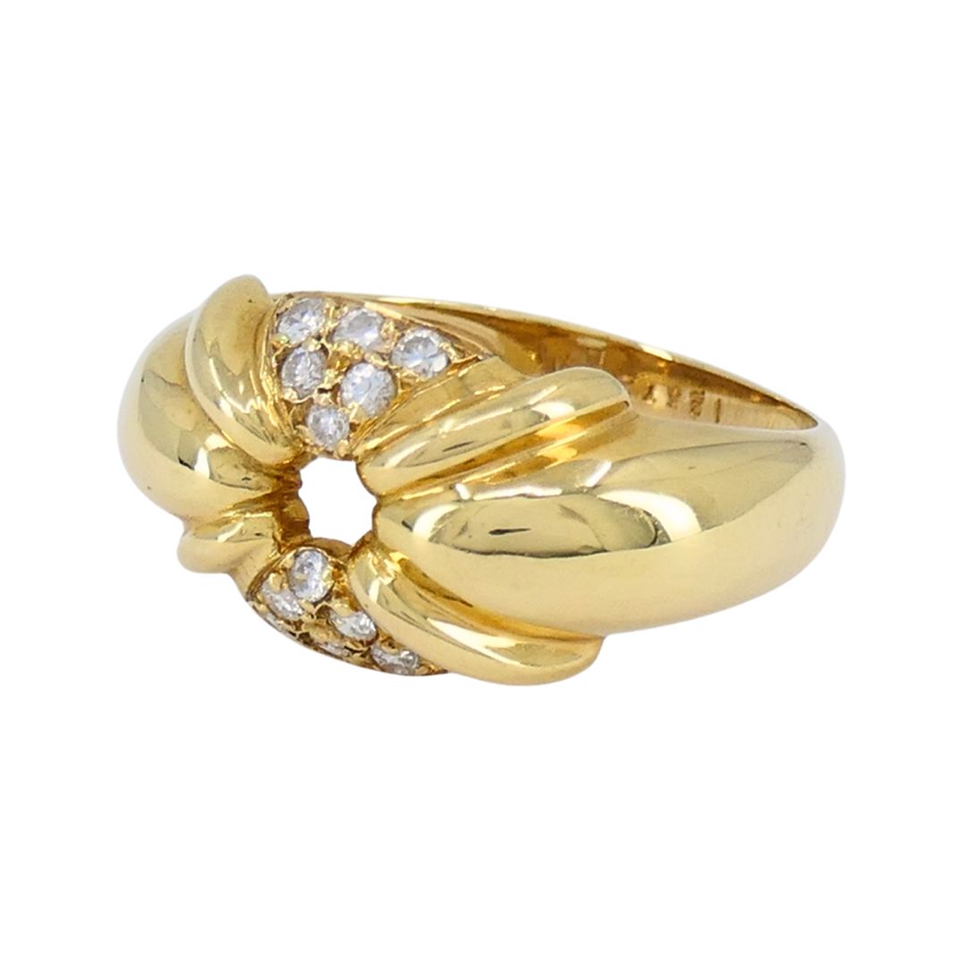 Vintage Chaumet Paris 18k Gold Diamond Ring Original Box