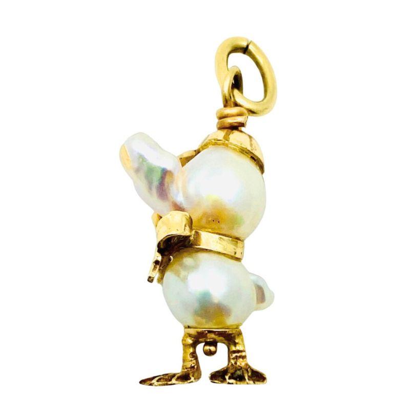 Pearl Charm Vintage 10k Gold Duckling