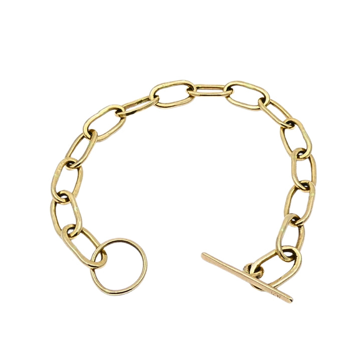 Vintage Chain Link Toggle Bracelet 14k Gold