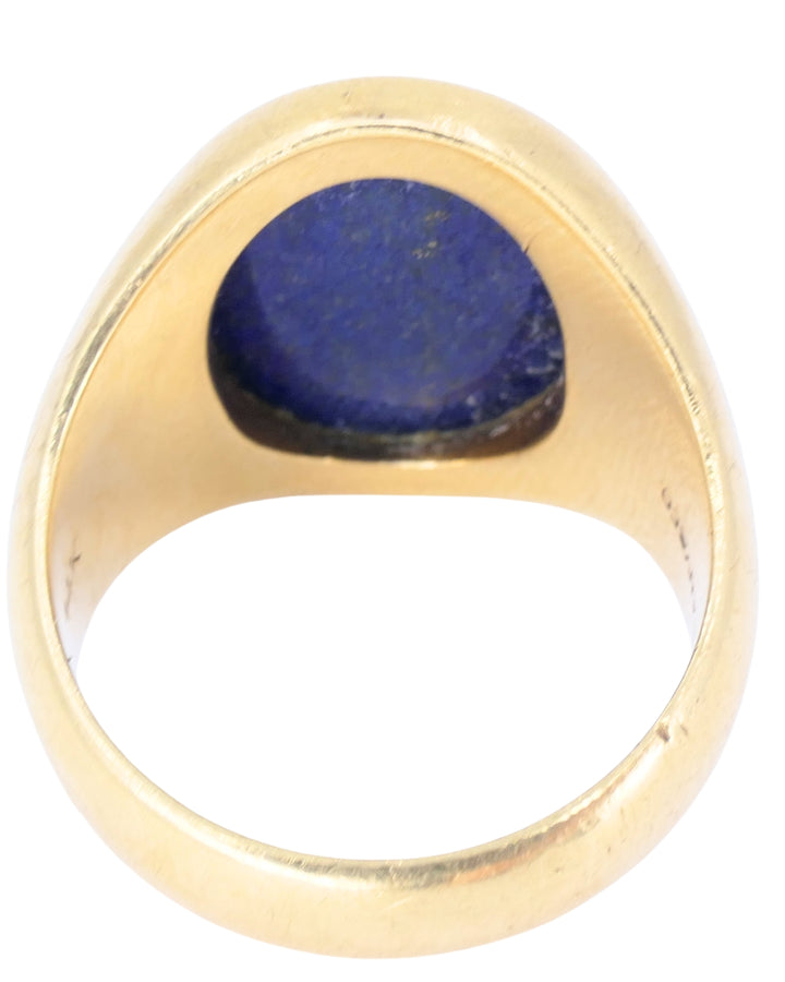 Tiffany & Co. 14k Gold Ring Carved Lapis Lazuli Vintage Signet Ring