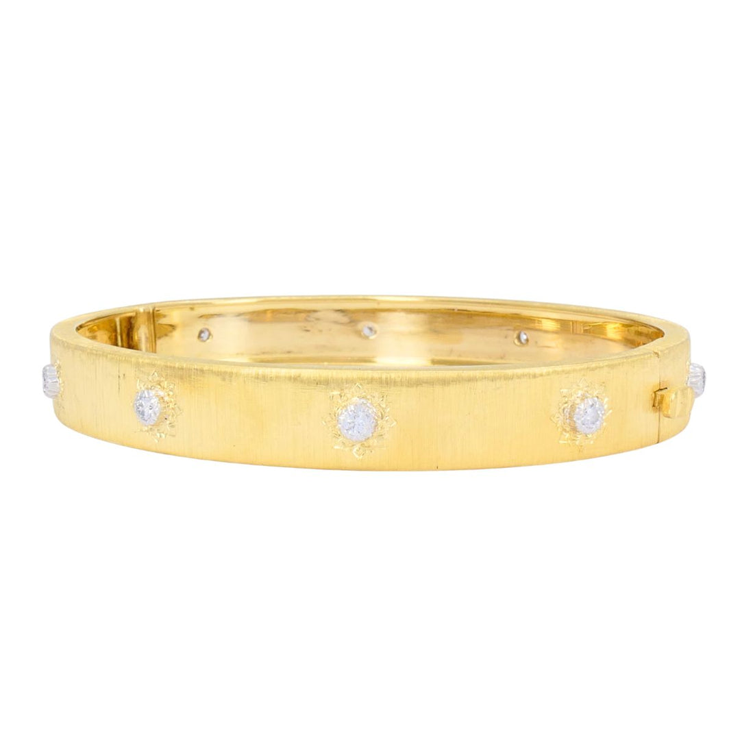 Vintage Buccellati 18k Gold Diamond Bangle Bracelet