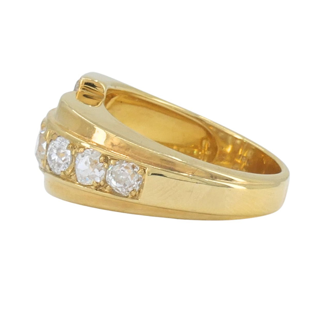 Vintage GRANAT 18k Yellow Gold Diamond Buckle Ring, 1950s