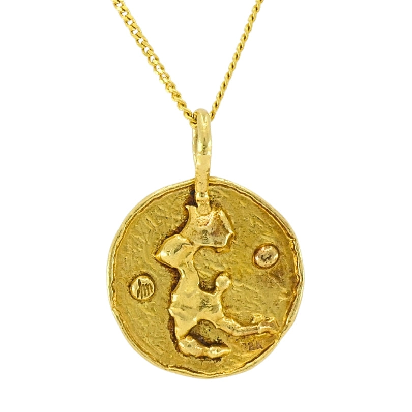 Jean Mahie 22k Gold Sculptural Abstract Pendant, 22k Chain (unbranded) Necklace