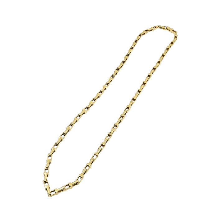 14k Yellow Gold Rectangular Bar Link Chain Necklace