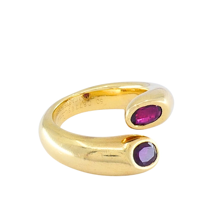 Cartier 18k Gold Ruby Ellipse Bypass Band Ring, 1995