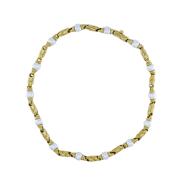 Bvlgari Bulgari Passo Doppio Pearl 18k Gold Link Necklace