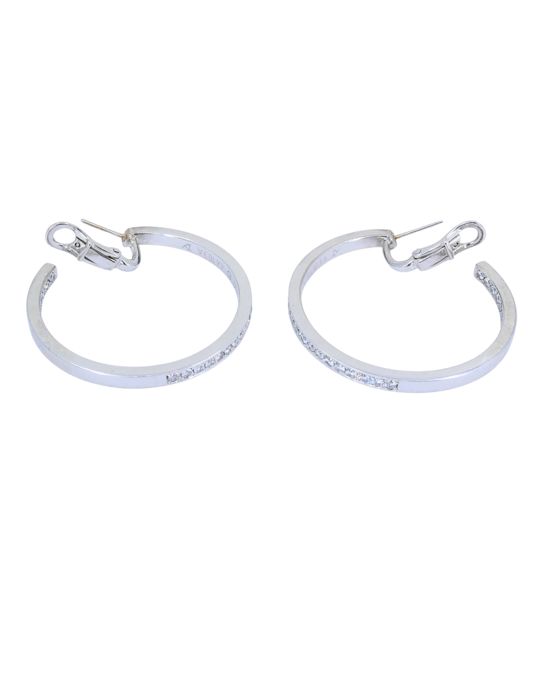 Vintage Cartier Hoop Earrings 18k Gold Diamond Earrings