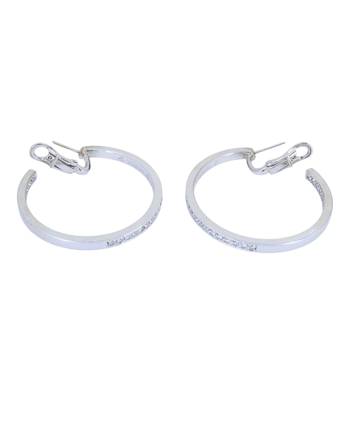 Vintage Cartier Hoop Earrings 18k Gold Diamond Earrings