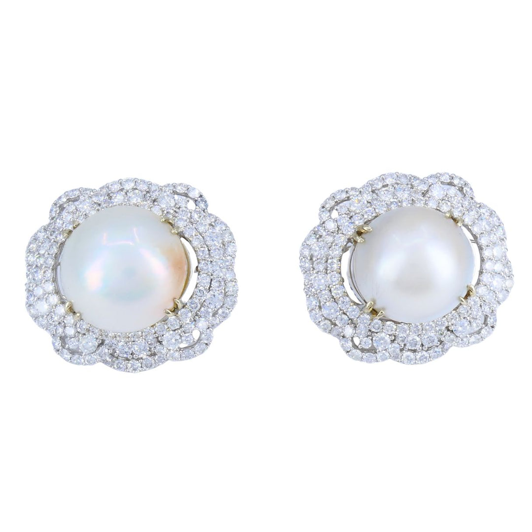 HANA 18K White Gold Mabe Pearl Diamond Drop Earrings