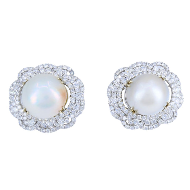 HANA 18K White Gold Mabe Pearl Diamond Drop Earrings