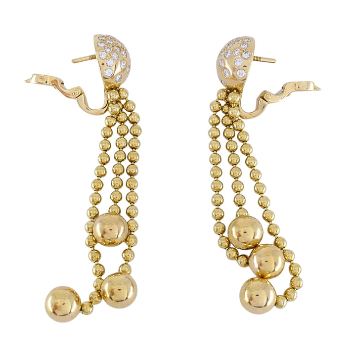 Cartier Nouvelle Vague Draperie 18k Gold Diamond Tassel Earrings, 1999
