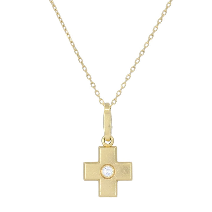 Cartier 18k Gold Diamond Cross Pendant Necklace with Certificate