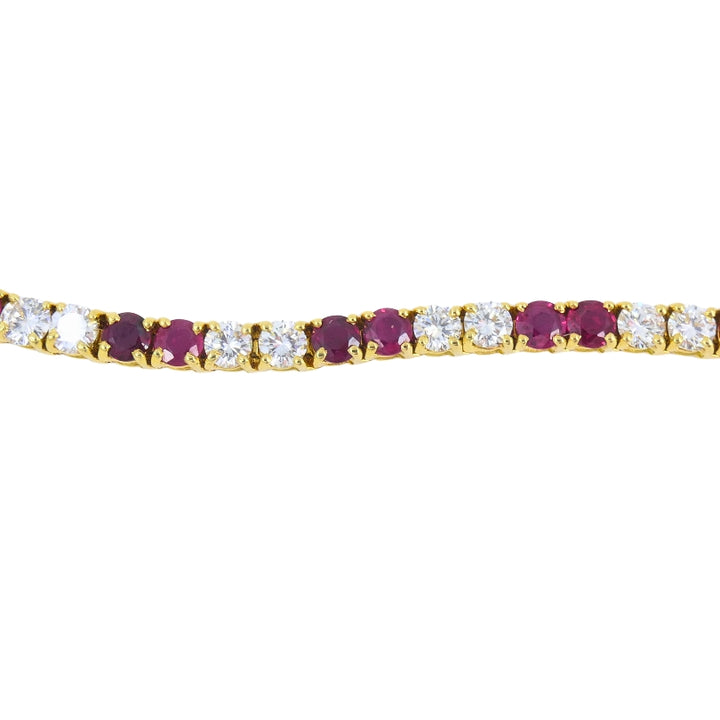 Van Cleef & Arpels Tennis Bracelet 18k Gold Ruby Diamond Vintage Estate Jewelry