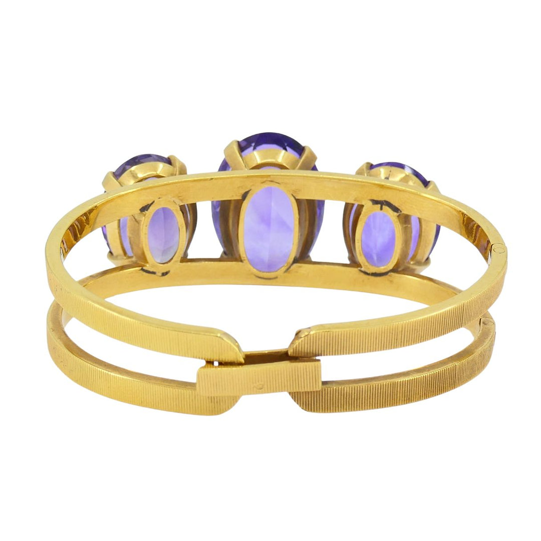 Vintage Hermès 18k Gold Amethyst Clamper Bracelet