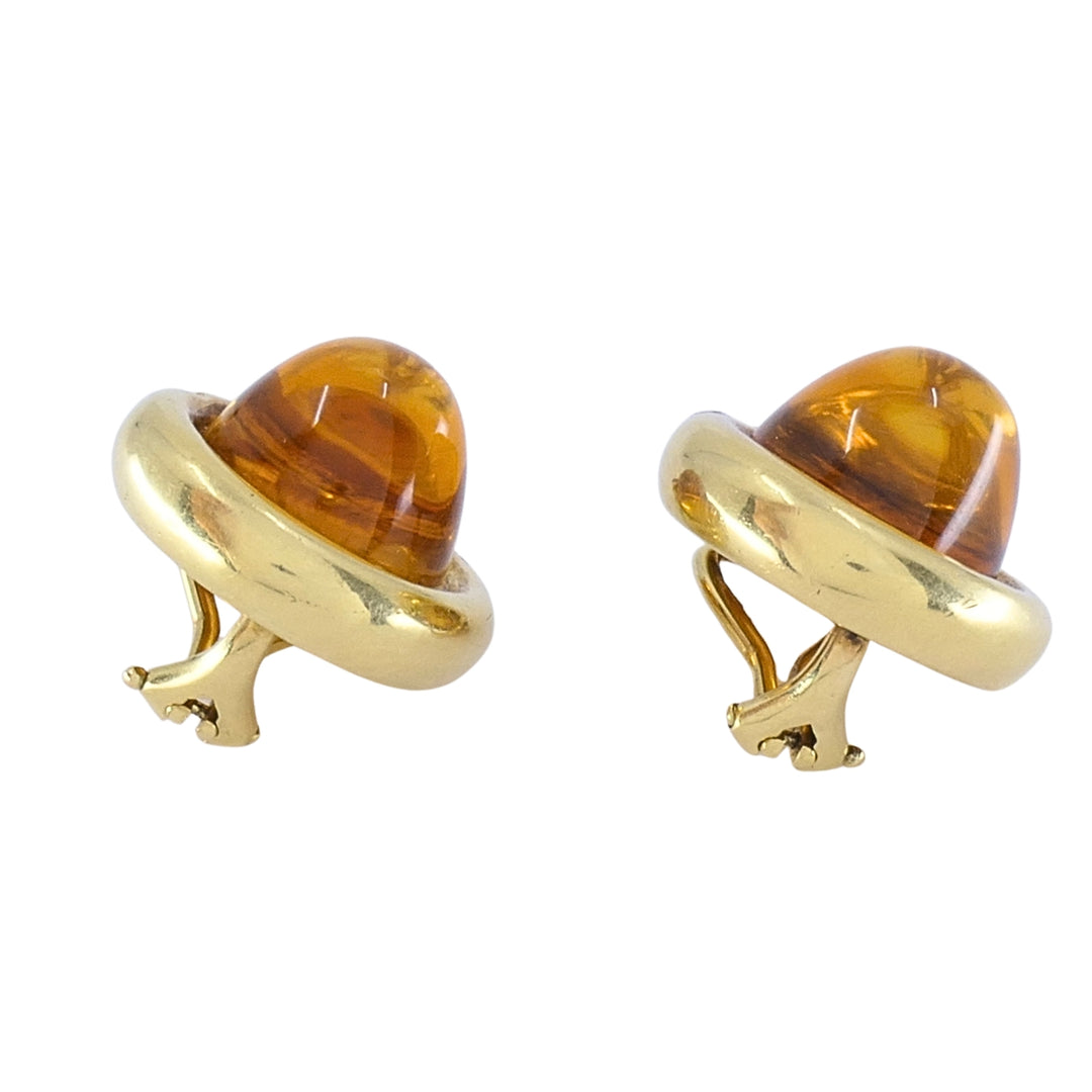 Renato Cipullo 18k Yellow Gold Citrine Diamond Accents Clip-On Earrings