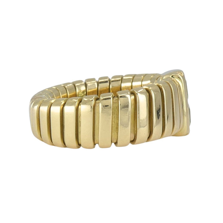 Vintage Bvlgari 18k Gold Tubogas Peridot Ring, circa 1990s