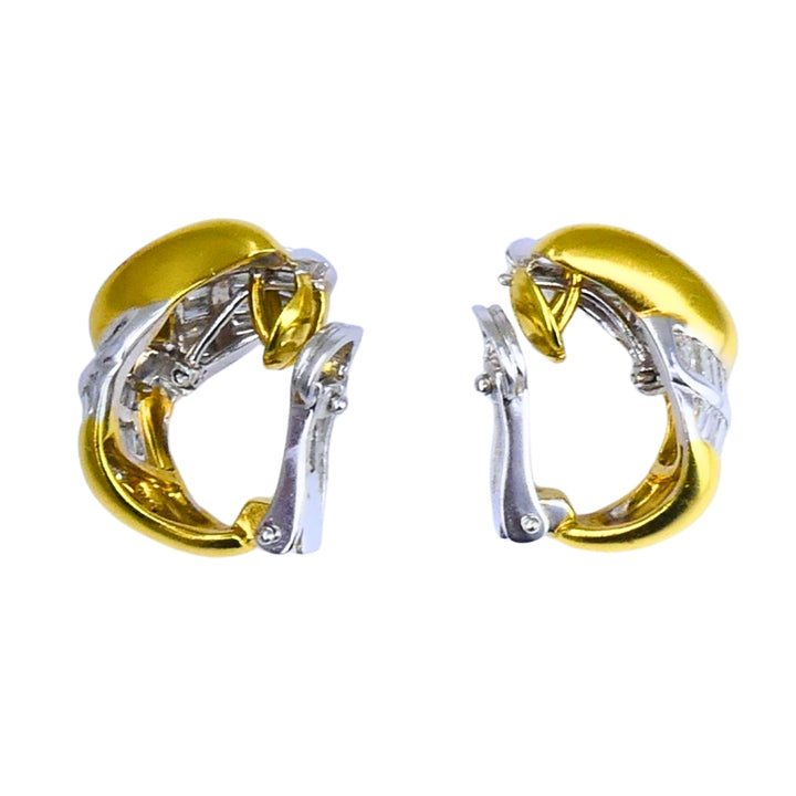 Vintage Luca Carati Diamond Earrings 18k Gold Italian Estate Jewelry