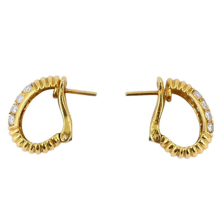 Vintage Van Cleef & Arpels 18k Gold Diamond Huggie Earrings