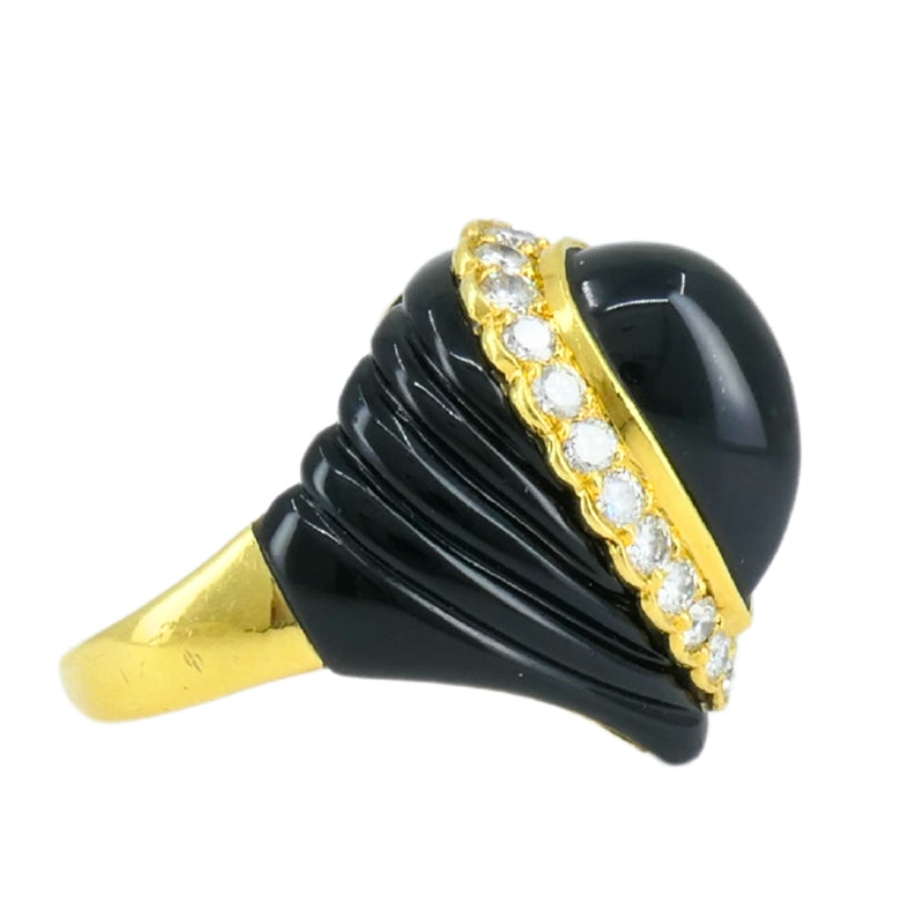 Vintage Tallarico 18k Gold Onyx Ring Diamond Estate Jewelry