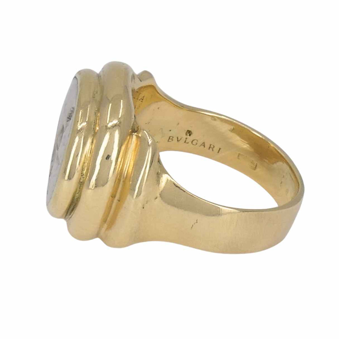 Vintage Bvlgari 18k Gold Ancient Silver Magna Grecia Centaur Bulgari Ring