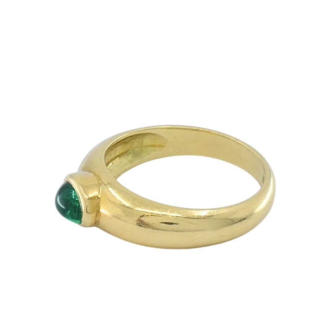 Asprey London 18k Gold Oval Cabochon Emerald Ring