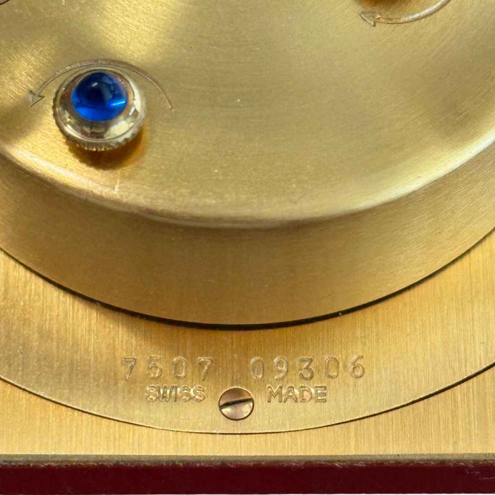 Vintage Cartier Enamel Gold Plated Brass Manual Table Clock