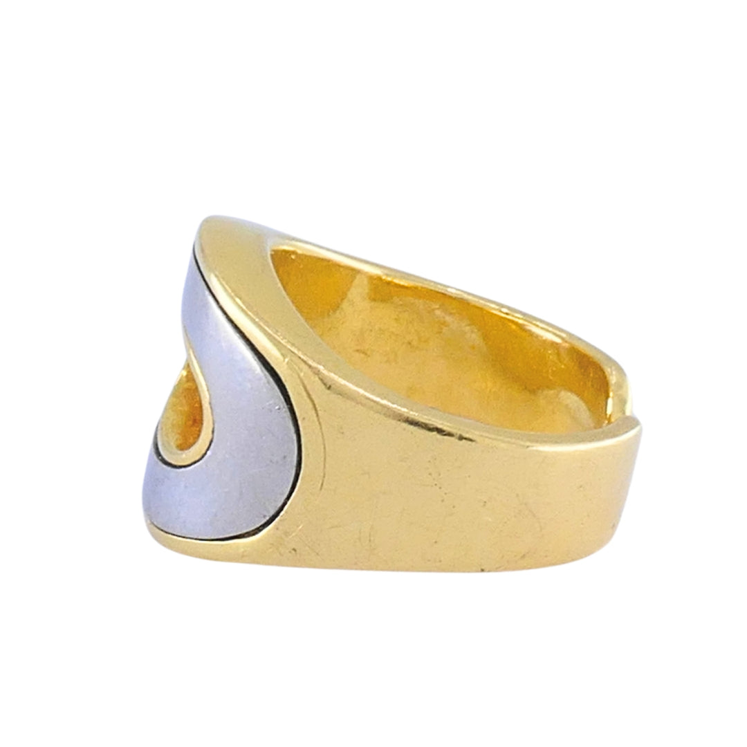Vintage HERMÈS Silverium 18k Gold Sculptural Open-Cuff Ring, 1970s