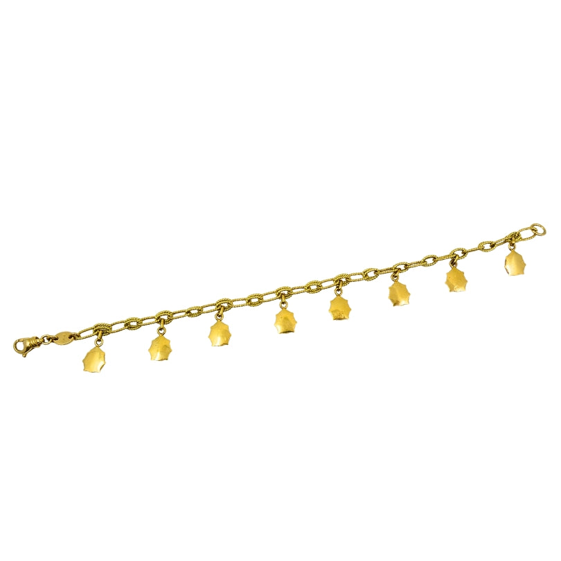 18k Gold Chain 14k Enamel Ladybug Charms Bracelet