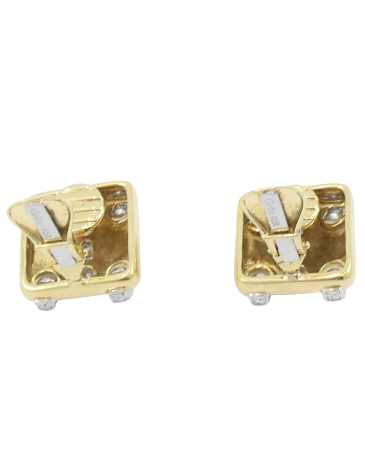 Vintage Cartier Earrings 18k Gold Diamond Stitch Design