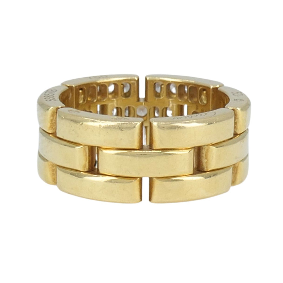 Cartier 18k Gold Diamond Triple Row Maillon Panthere Ring