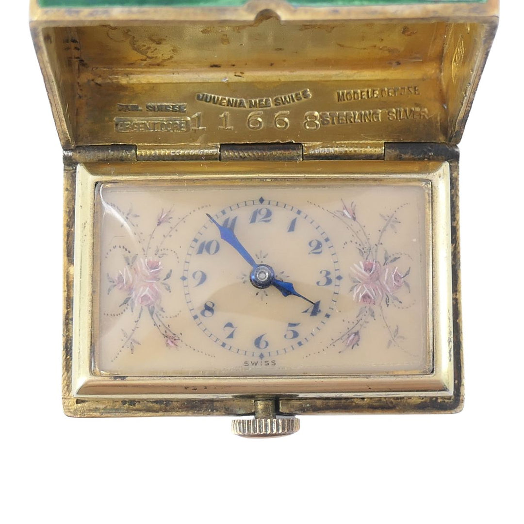 Juvenia Art Deco Swiss Galalith Sterling Silver Purse Watch